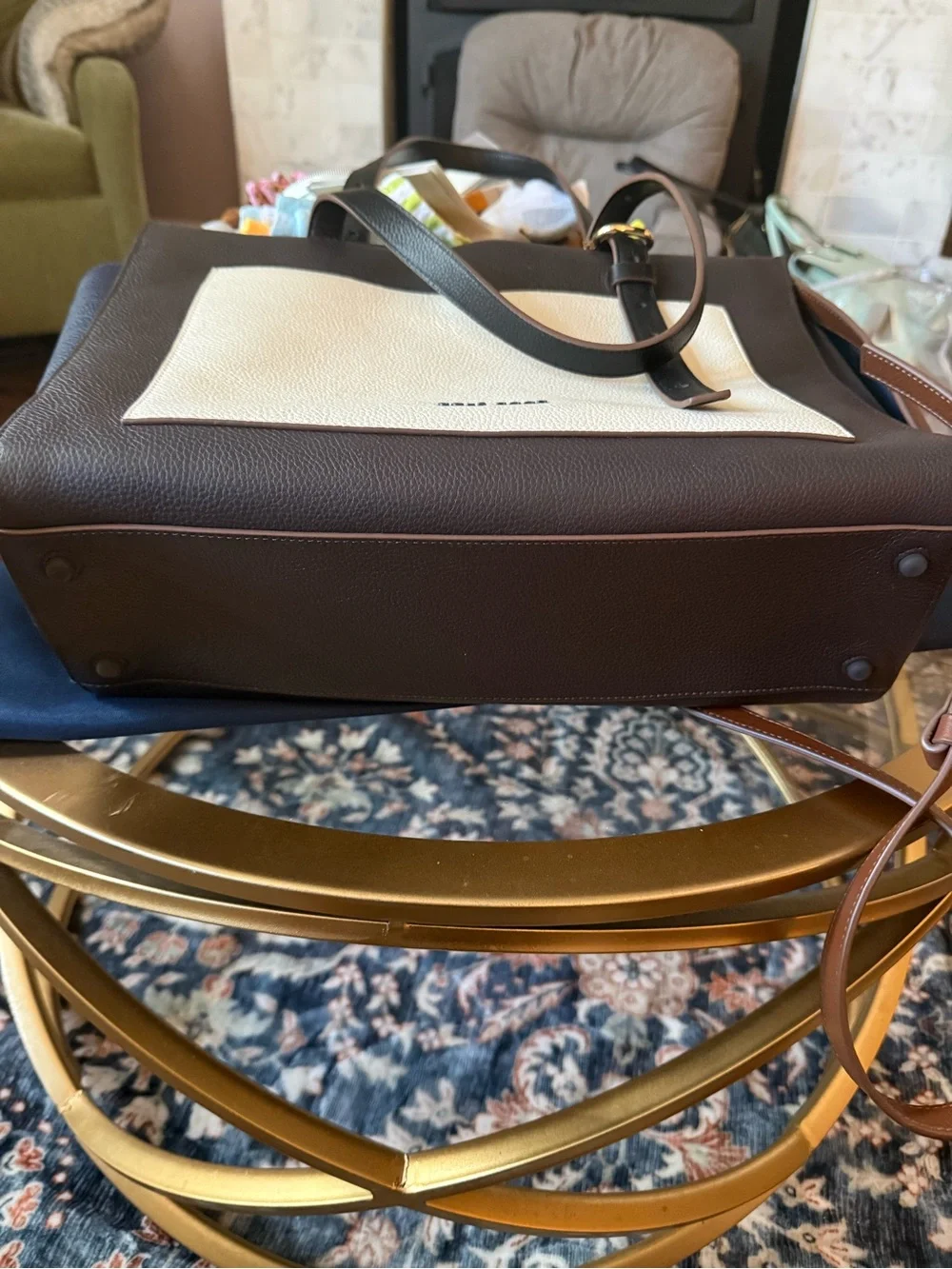 Cole Haan three-Tone Leather Tote - Brown & White